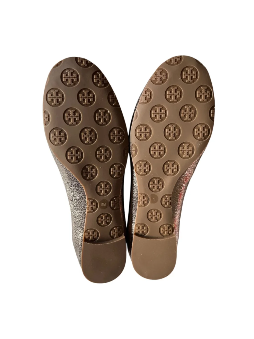 Tory Burch Metal Luna Silver REVA Ballet Flats Size 11